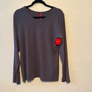 Spanx‎ Women's T-Tee Shirt Top Size 3X Long Sleeve Crew Gray NWT